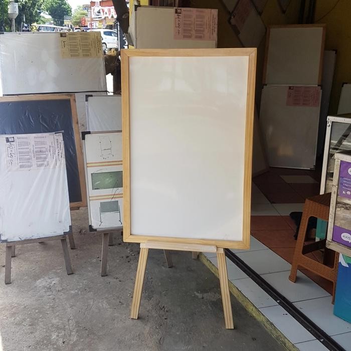 

papan tulis whiteboard list dan standing kayu 60x80 cm