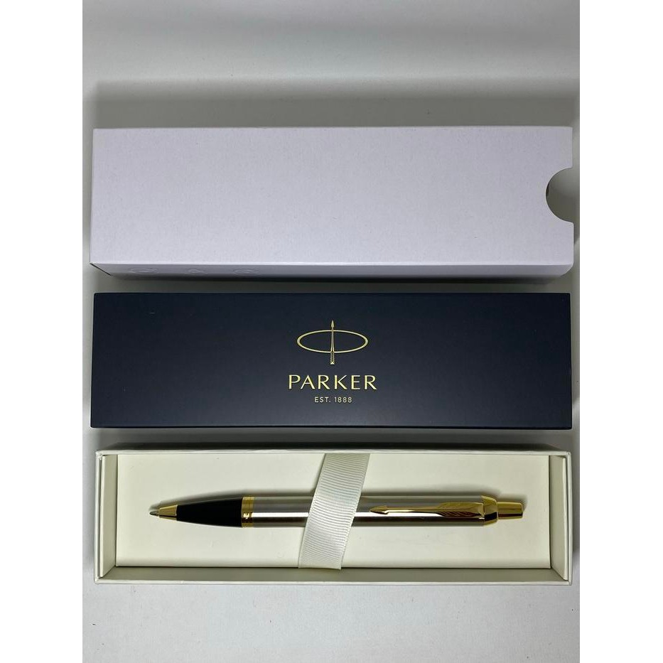 

Pulpen Parker New IM Brushed Metal Original BP GT ( Klip Emas )