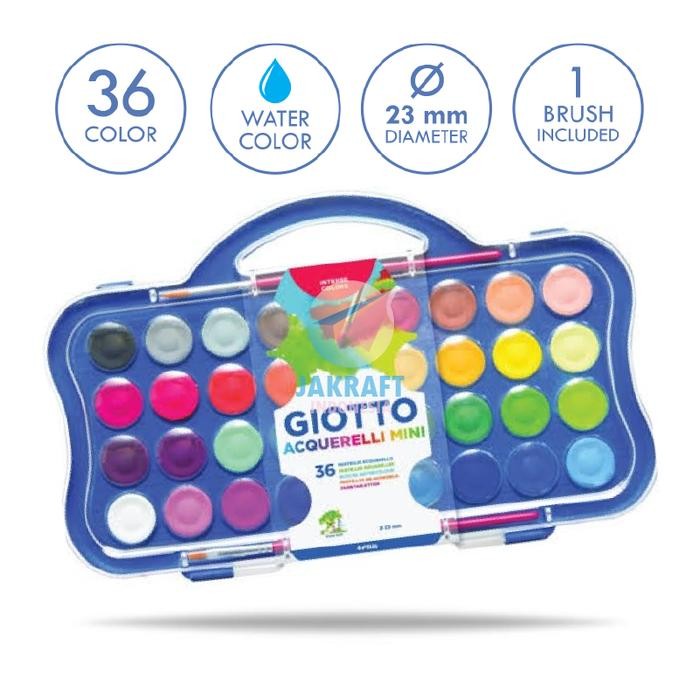 

(1 Set) Cat Air GIOTTO 36 Warna Watercolor Mini Acquerelli +Bonus 1 Pcs Kuas Lukis
