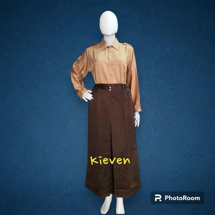 (Expert) seragam rok sekolah sma rampel 1 bahan licin element abu coklat hitam