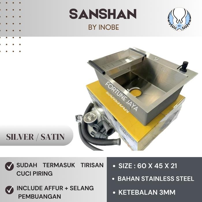 KITCHEN SINK SET STAINLESS 1 LUBANG BOWL / BAK CUCI PIRING STAINLESS