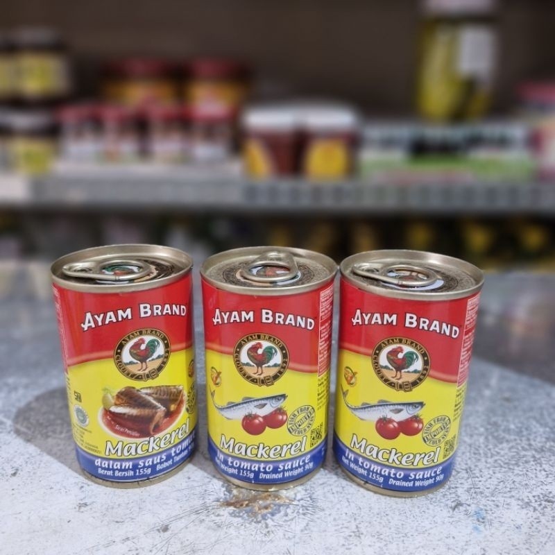 

Ayam brand mackerel / sarden ayam brand / ayam brand 155 gram / Mackerel Ayam Brand Kaleng / Sarden Kaleng Ayam Brand / Ikan Kaleng Ayam Brand