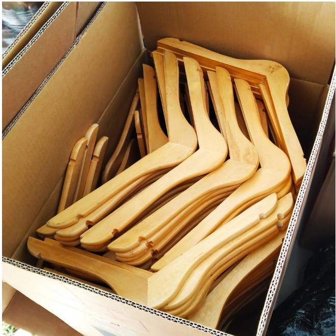 GROSIR ISI 50PCS HANGER KAYU NATURAL HANGER BAJU