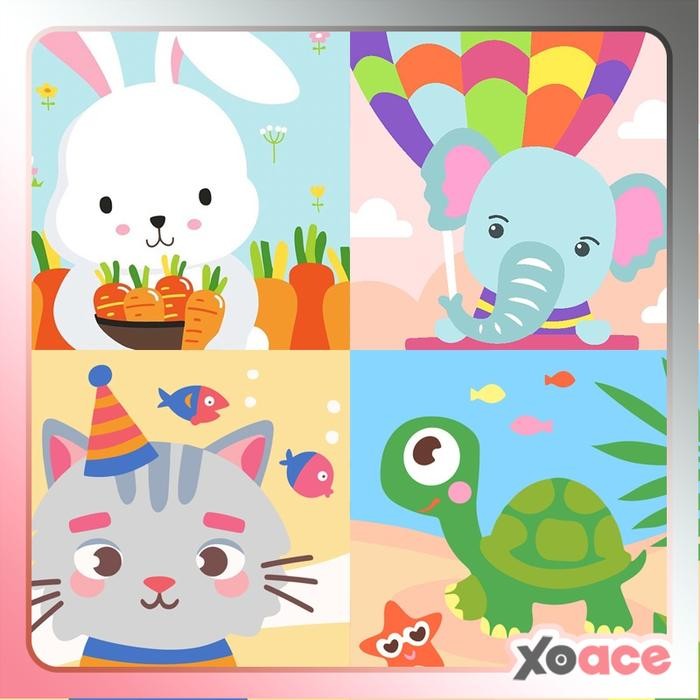 

[20x20] Paint By Number Painting By Numbers Kit DIY Digital Lukisan Seri Q Kartun Animal Hewan