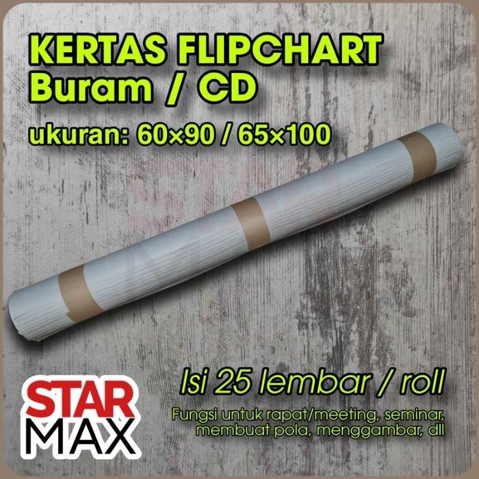 

Kertas Flipchart BURAM Ukuran 60x90 / 65x100 Flip Chart Paper (Kertas Cd) Per Roll Isi 25 Lembar