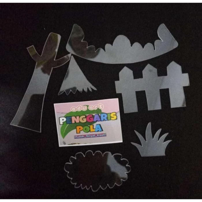 

Penggaris pola menggambar isi 6 (awan lengkung, rumput rimbun, pagar, batang pohon, daun cemara,