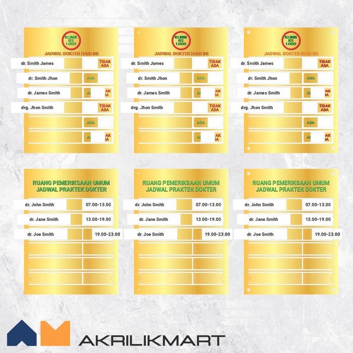NEW! SIGN ACRYLIC JADWAL DOKTER ADA SLOT NAMA & SLIDE ADA TIDAK AKRILIK