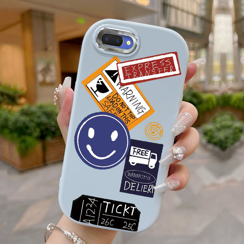 Casing Hp Untuk OPPO A5 A3s A12E Realme C1 Case Casing tas emosi senyum HP Kesing Ponsel Softcase Si