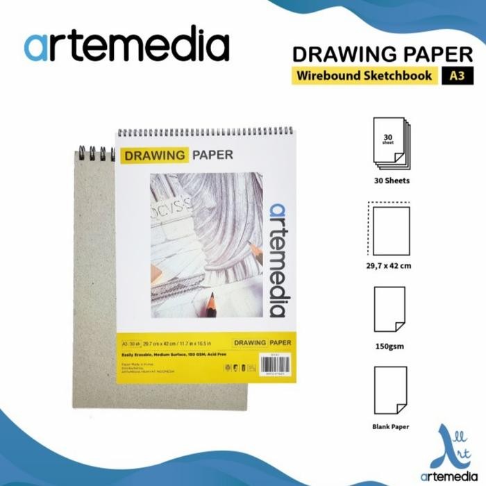 

Artemedia Drawing Paper Sketch Book A3 Wirebound 150Gsm Kertas Gambar Gratisongkir