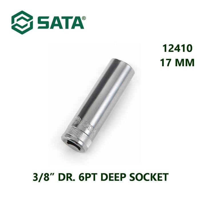 Kunci Sok Panjang 17 mm 12410 Sata Tools 3/8" Dr. 6PT Deep Socket