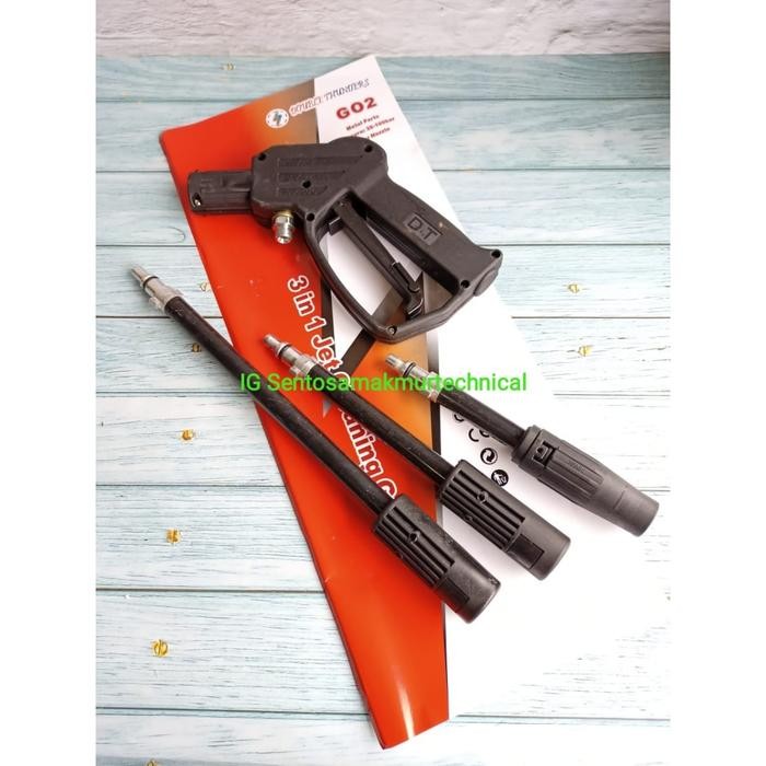 NEW DOUBLE THUNDER GUN JET HIGH PRESSURE CLEANER AC MOBIL 3IN1 PANJANG