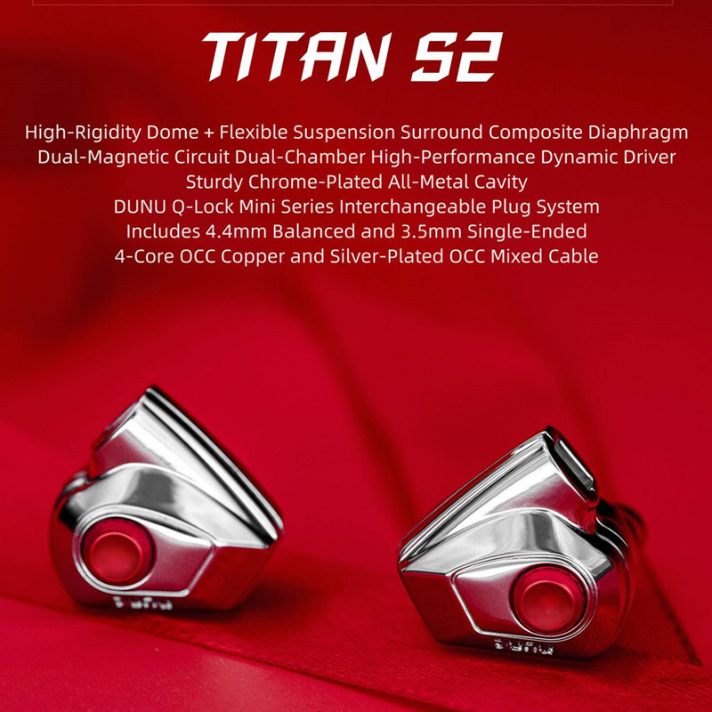 DUNU TITAN S2 Dynamic Driver in-Ear Earphone Hi-Res Audio Earbuds 0.78mm 3.5mm+4.4mm Q-Lock Mini