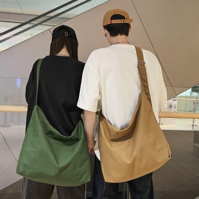 Tas Selempang Kanvas Jepang untuk Wanita Pria 2023 Tas Buku Kurir Bahu Pelajar Kasual Tas Tangan