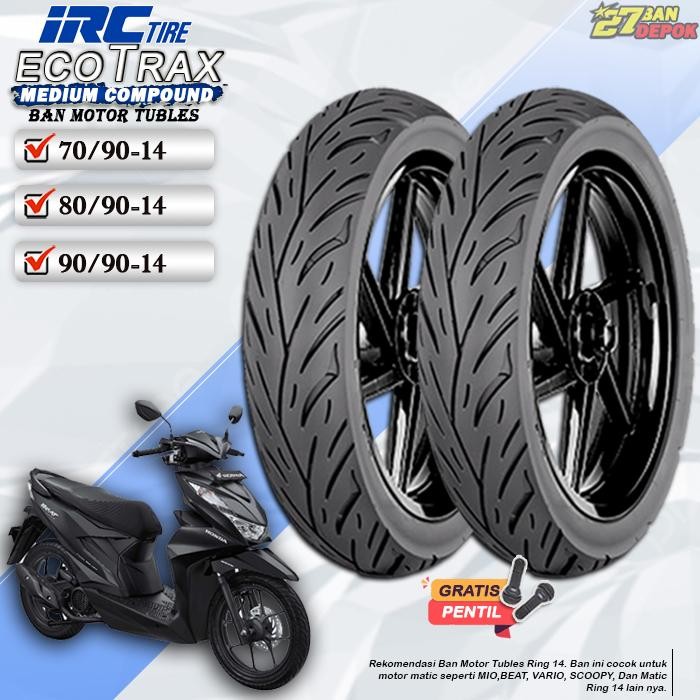 [Sepasang] Ban Motor Beat Irc Ecotrax Ring 14 Tubles Ban Motor Tubeless Mio Beat Vario Ring 14
