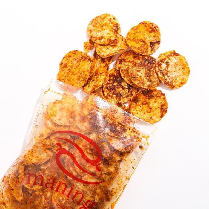 

MANING - OPSET KEMASAN REGULER 100G / cemilan pedas / keripik pedas / keripik cihuy