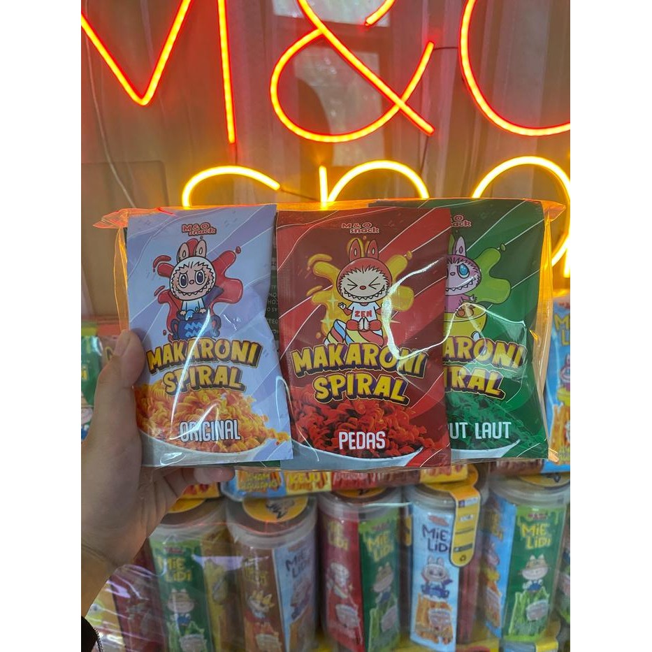 

Makroni spiral karakter isi 12 pcs mix 4 rasa by M&O snack..jajanan warung viral Asin Makanan