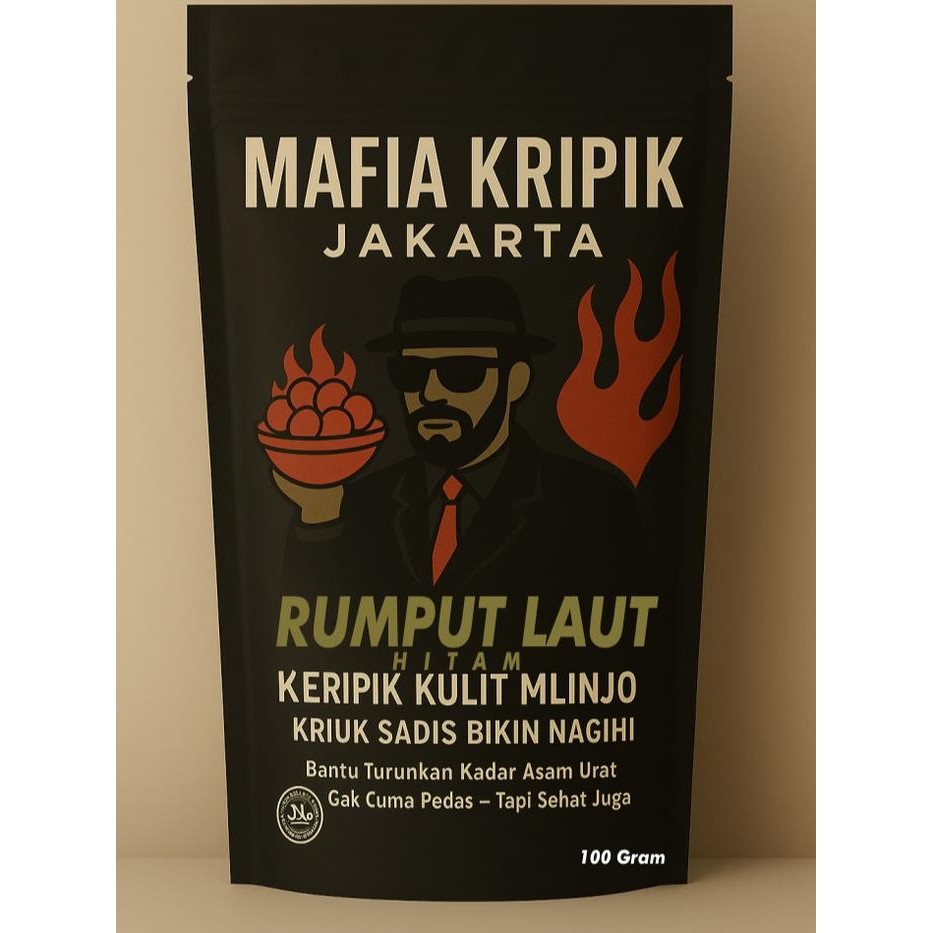 

Kripik Kulit Mlinjo Mafia Jakarta Camilan Viral Rumput Laut Renyah Nendang Snack Enak 100g emping