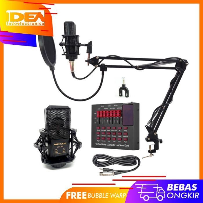 Mic Condenser Professional Recording - LGT240 Soundcard V8 plus