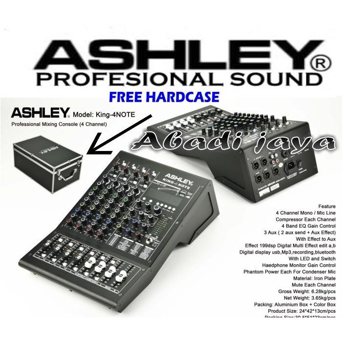 profesional mixer ashley king 4 note 4 channel usb pc sound card