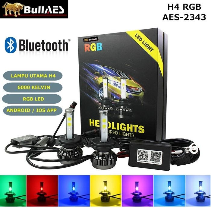 Lampu Led Headlamp H11 H4 Hb4 Rgb Ios Android Merk Bullaes