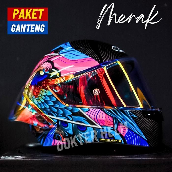 Paket Ganteng Njs Merak - Helm Full Face Original Sni