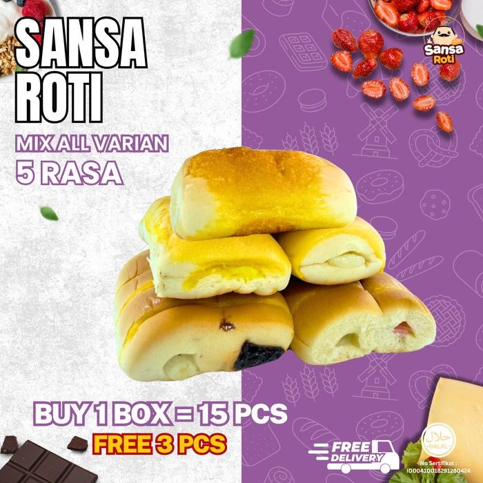 

Osyak.Mart Cod Roti Sansa Mix 5 Varian Rasa (18Pcs) - Roti Manis Dan Lembut Untuk Sarapan Bread For