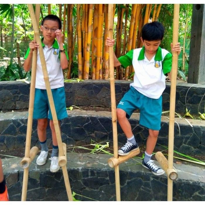 

[Fresh] (1 Pasang) Egrang/Mainan tradisional/Mainan anak/Jajangkungan/Mainan Bambu