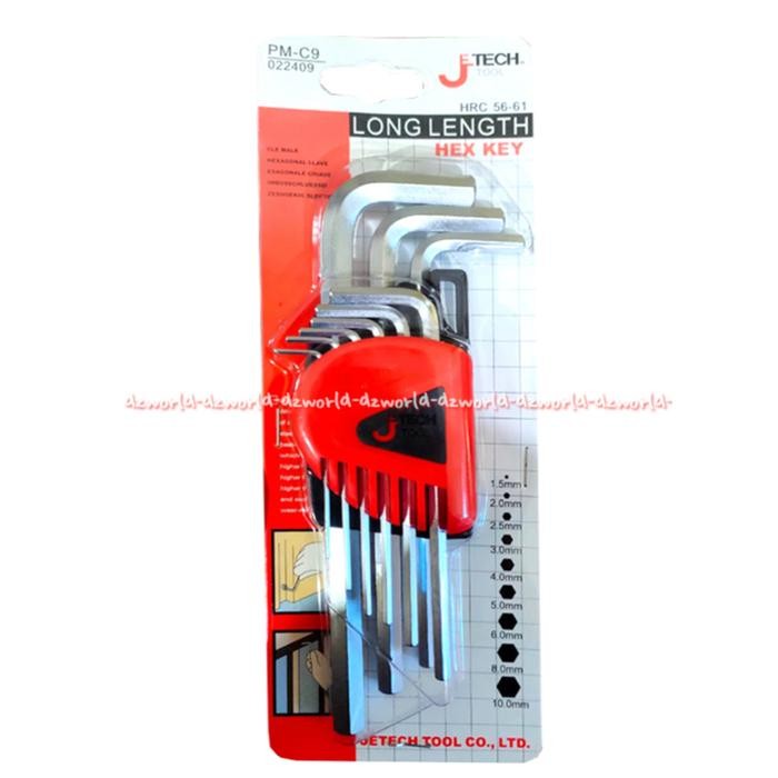 Terhemat Jetech Long Length Hrc 56-61 Tool Hey Key Pm-C9 022409 Extra Long Length Hex Key Je
