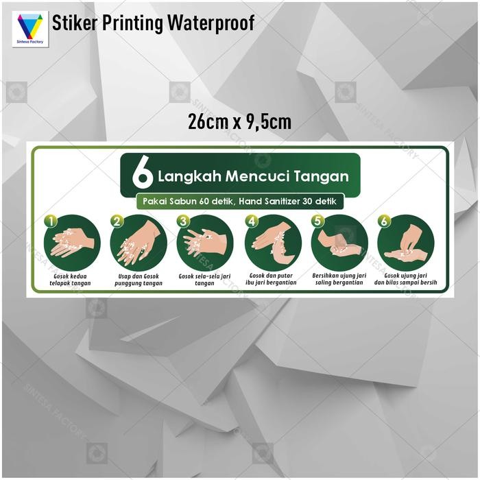 Stiker Cara Mencuci Tangan Landscape Stiker 6 Langkah cuci tangan R 24