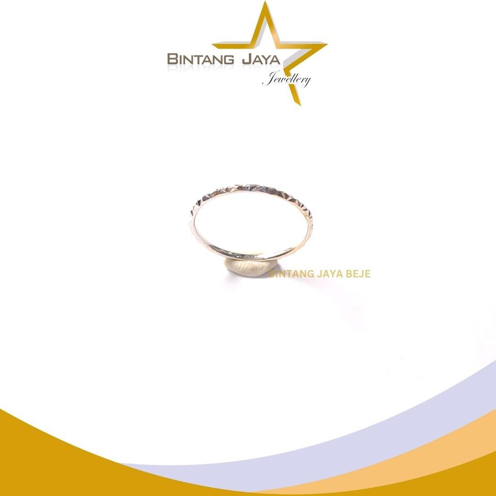Cincin Emas Asli Keroncong Ukir White - Kadar (15K) - Berat 0.68gr Ukuran 15.5 - Desain Ukiran Etnik
