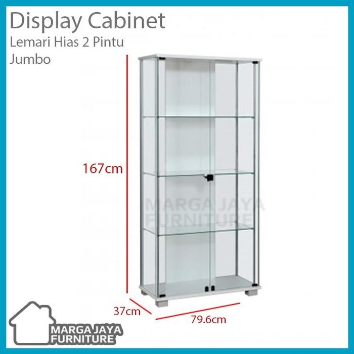 TERBARU Lemari Hias Kaca Tempat Tas Lampu LED Tempered Glass Rak Pajangan Figure Display