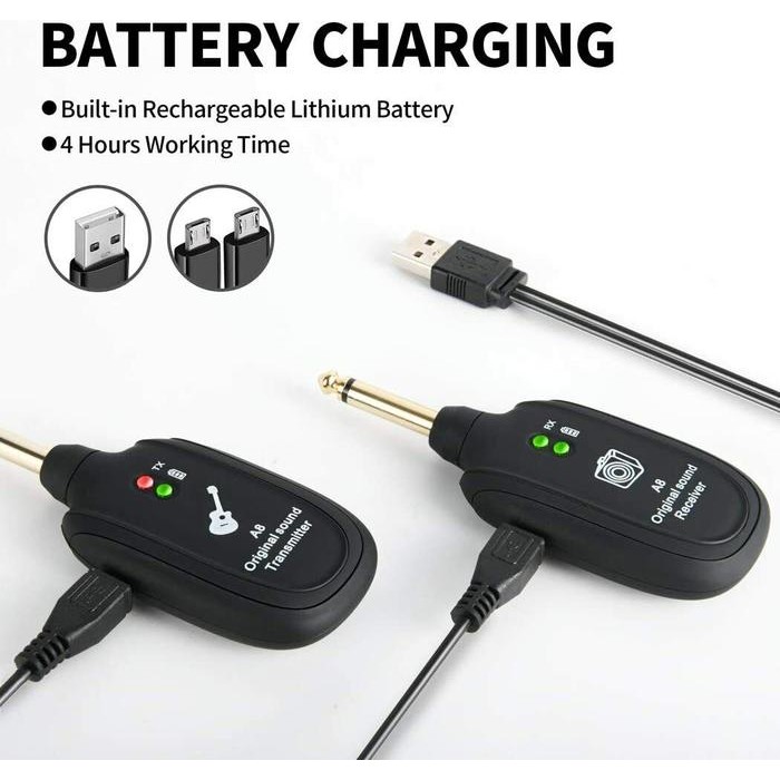 A8 Gitar Transmitter Receiver Uhf Wireless System