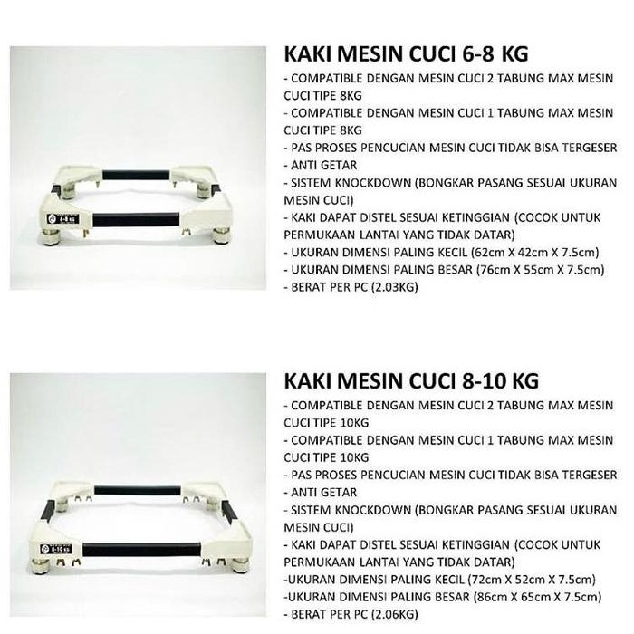 Penyangga Mesin Cuci / Bracket / Kaki Mesin Cuci 8-10Kg
