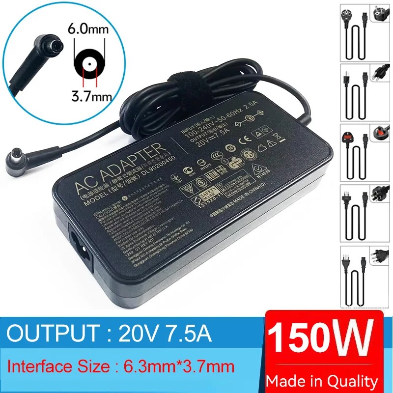 20V 7.5A Laptop AC Adapter Charger for ASUS ROG Strix A18-150P G731GT GL531GT GL731GT G513IH G731GT 