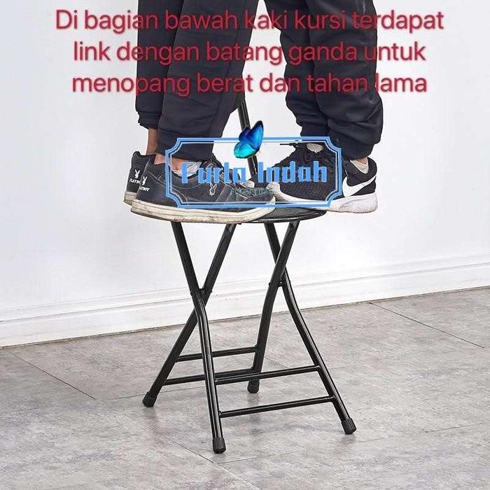 Kursi Lipat Kursi Teras Kursi Sholat Lansia Lipat Motif Bulat Hitam/Merah Pasti Ori