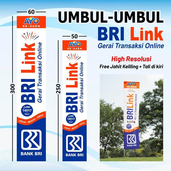 Umbul Umbul Agen Brilink / Bri Link Ready Stock Bisa Custom Nama Agen Bri Pasti Diskon