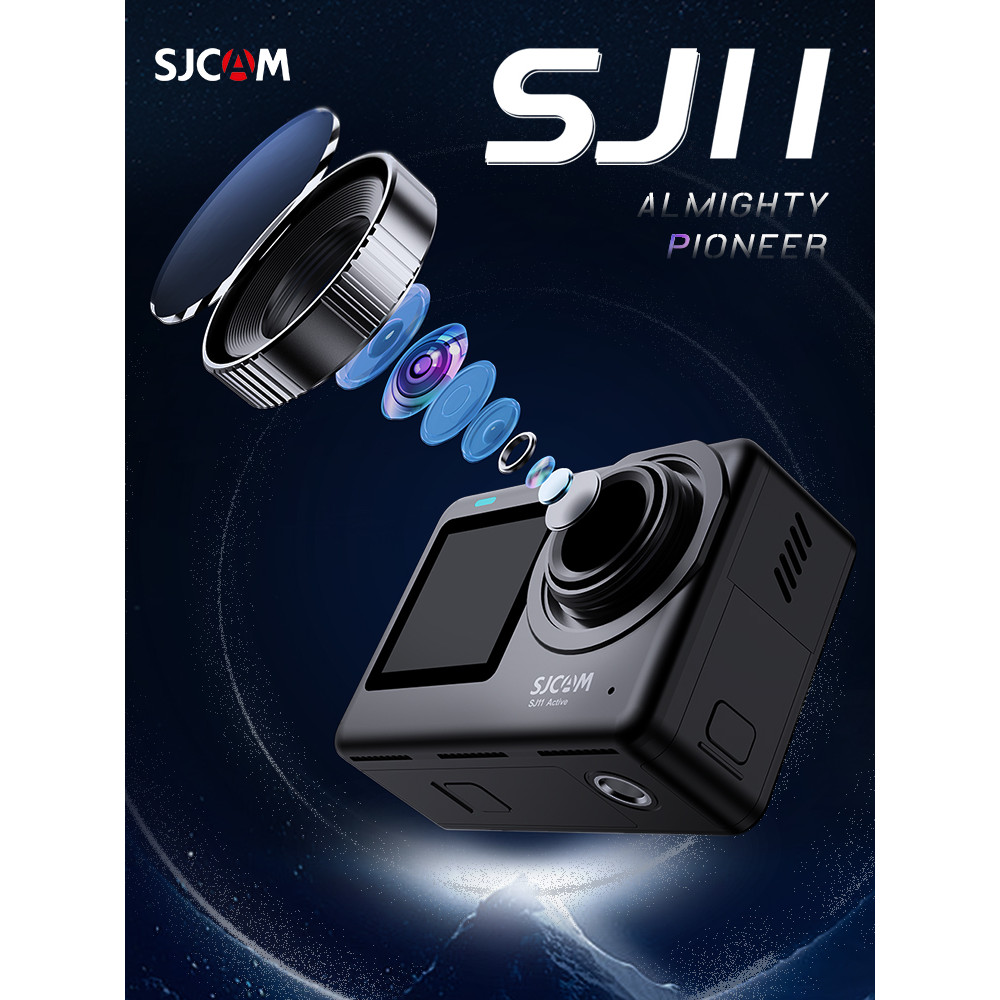 SJCAM SJ11 Active Kamera Aksi Layar Ganda 20MP, 4K30fps, Anti Guncangan, Tahan Air 30m
