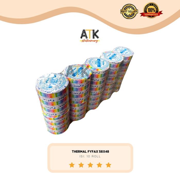 

Thermal Paper (Kertas Kasir) Fyfax 58X48 1 Pack ( 10 Roll) Atk Pasti Ori