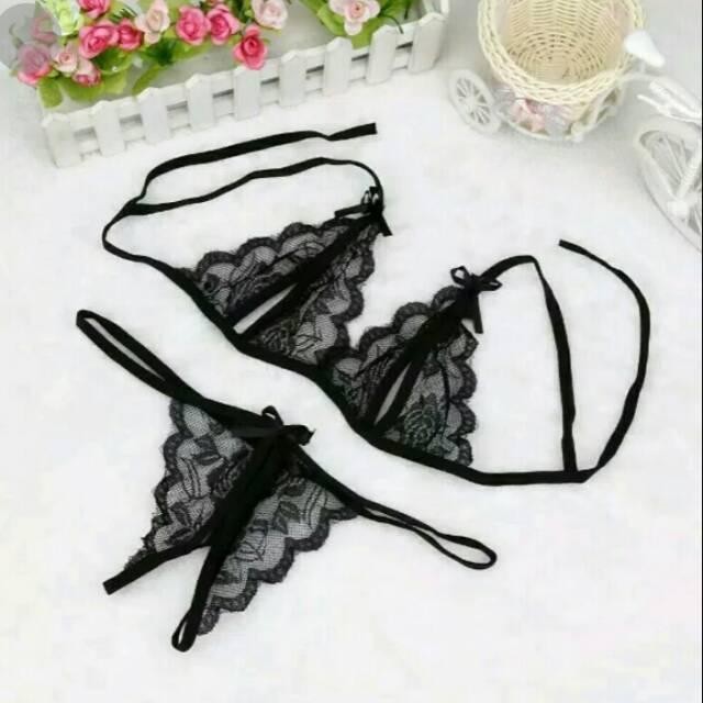 Ready Sk2104 Sexy Bikini Lingerie Hot Black - Bra Set Hitam Tipis Transparan Original