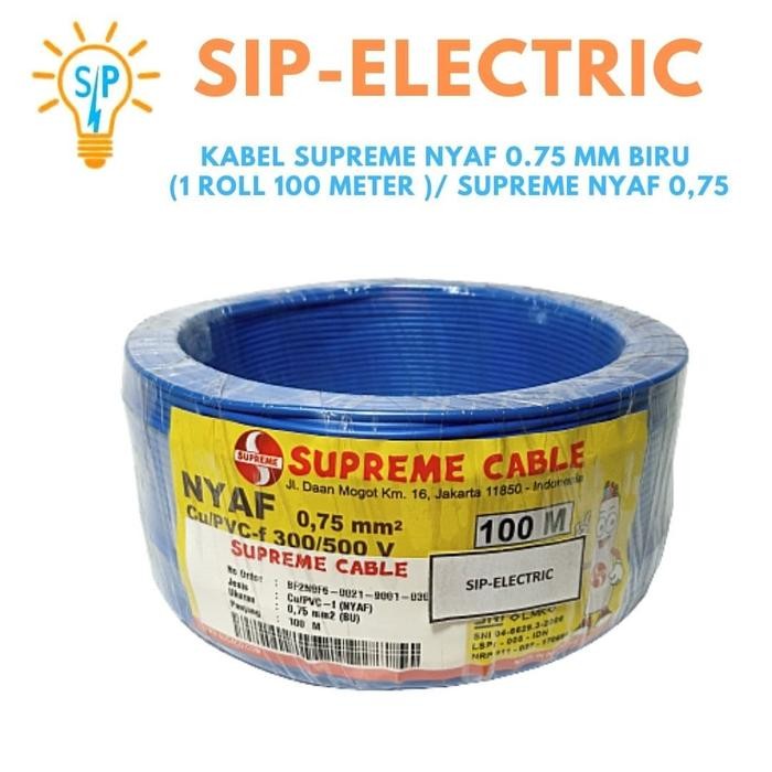 KABEL SUPREME NYAF 0.75 MM BIRU (1 ROLL 100 METER )/ SUPREME NYAF 0,75