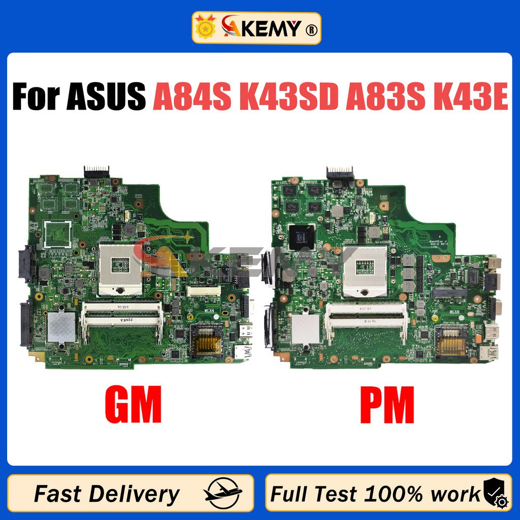 AKEMY A43S Laptop Motherboard For ASUS A84S K43SD A83S K43E Notebook Mainboard Support I3 I5 GT610M/