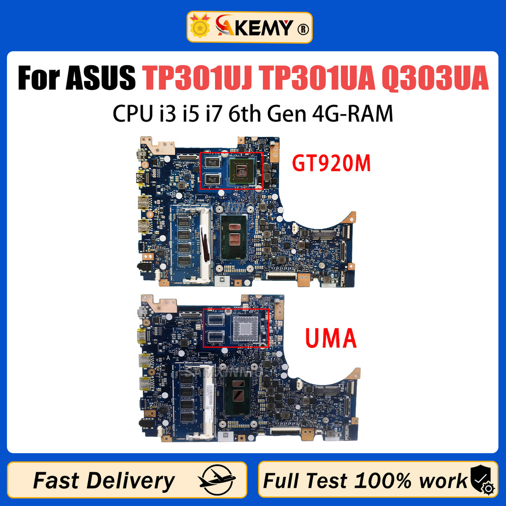 AKEMY TP301U Mainboard For ASUS Vivobook Flip TP301UJ TP301UA Q303UA Laptop Motherboard i3 i5 i7 6th