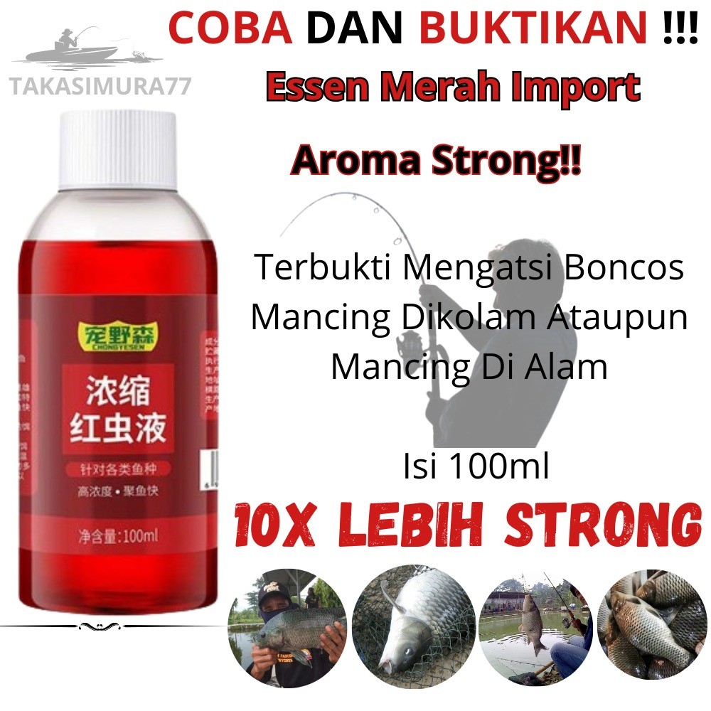 

BISA COD !!! Essen Esen Merah china Pemikat ikan 100 ml - Cairan Ajaib pengumpul ikan 100 ml - BISA