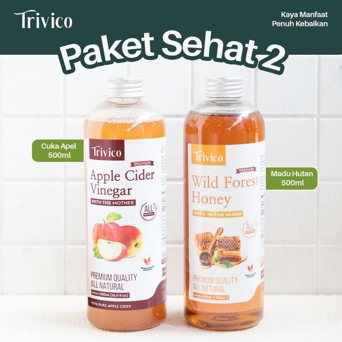 

TRIVICO PAKET SEHAT 2 APPLE CIDER VINEGAR CUKA APEL 500ML & MADU HUTAN MURNI 500ML PAKET DIET