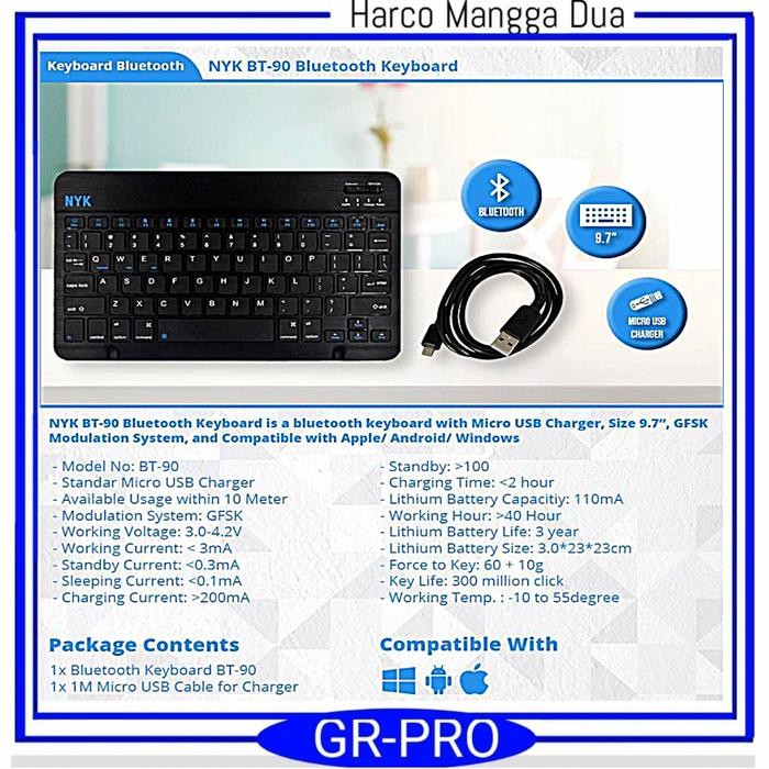 KEYBOARD MINI BLUETOOTH NYK BT 90
