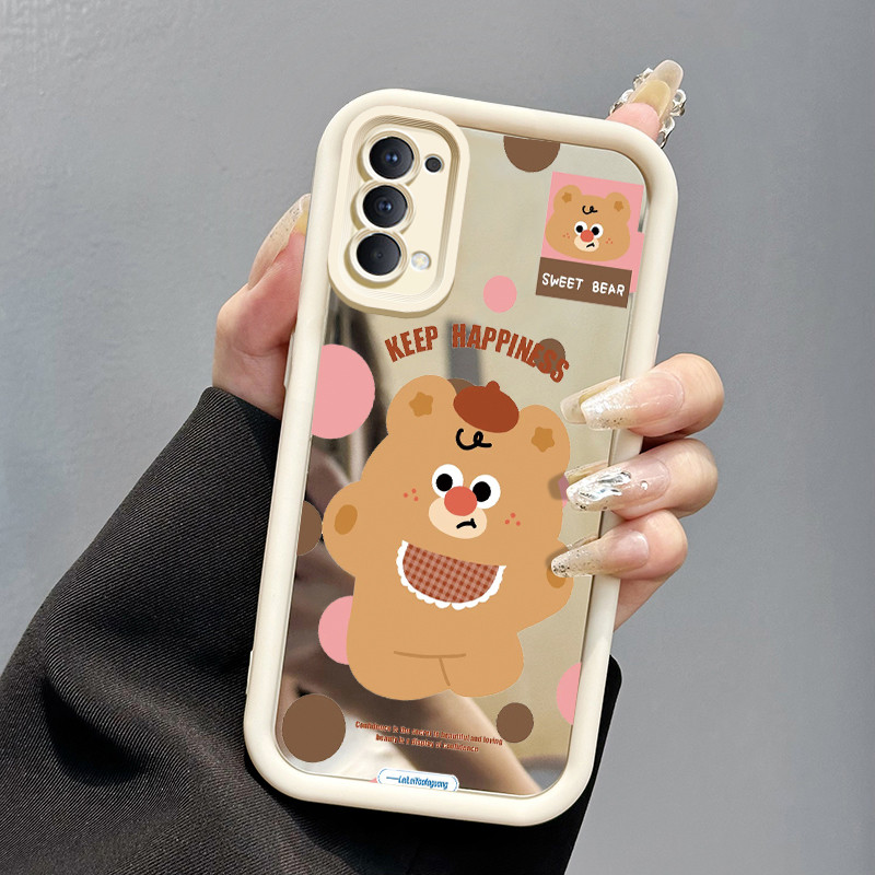 Casing Hp OPPO Reno 4 4G Reno4 Reno 4 5G Case Casing Beruang Coklat Kecil HP Kesing cermin Softcase 