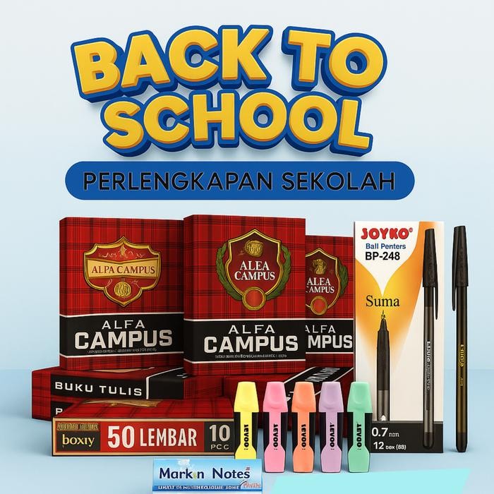 

Set Alat Tulis Sekolah Murah Lengkap Buku Tulis, Pulpen, Mark n Notes, Stabilo