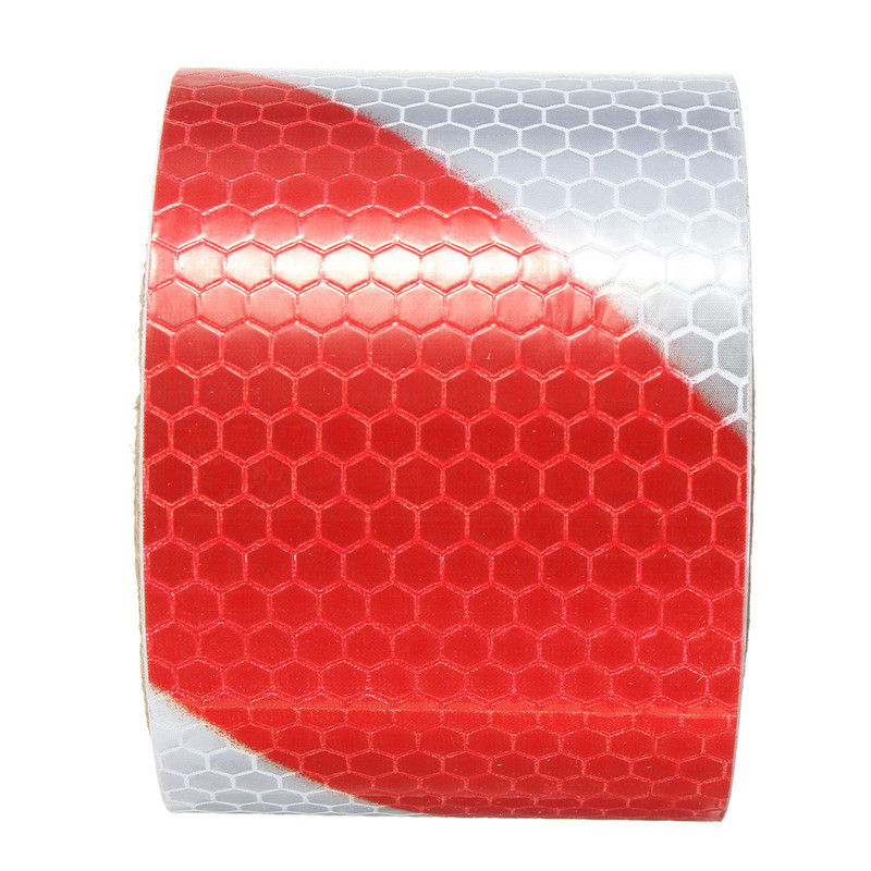 

New Arrival 2"x10' 3 Meters Red White Reflective Safety Warning Conspicuity Tape Film Stickers