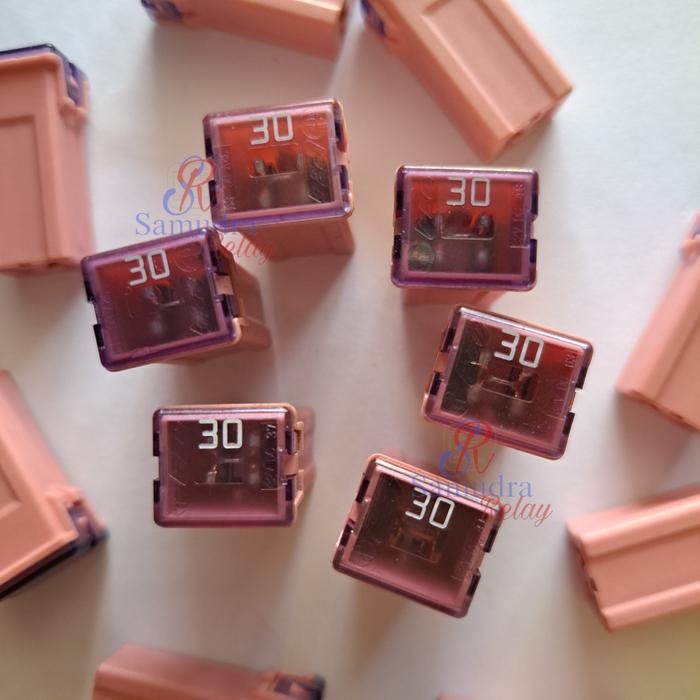 Sekring Sikring Mobil Fuse Central Pusat Kotak Mini Panjang 30 Ampere Warna Merah muda Pink 30A