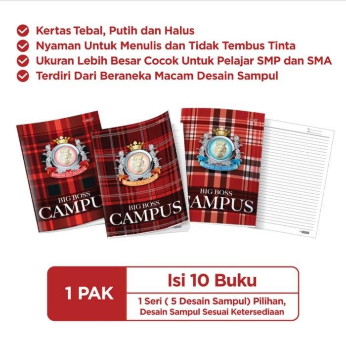

Buku Tulis Big Boss 50 Lembar Campus Notebook Garis Sekolah [10Pcs]